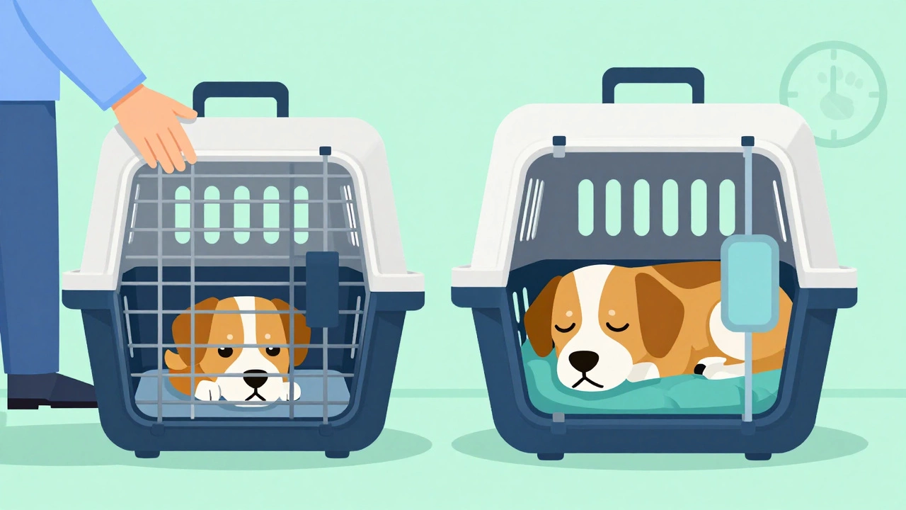 Illustration comparing cabin and cargo dog travel options