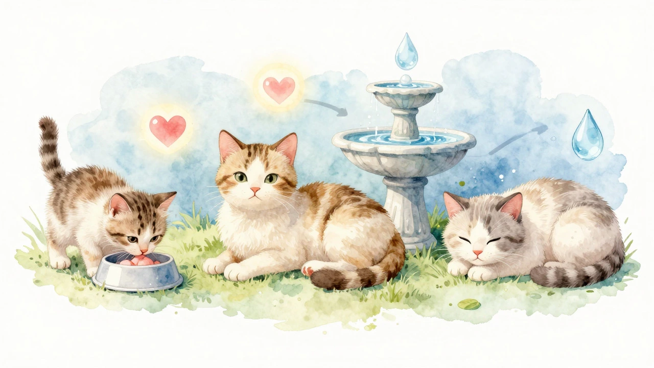 Illustration of cat life stages and nutritional needs