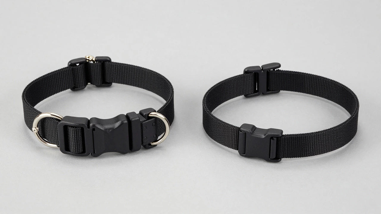 Side-by-side comparison of quick-release and breakaway dog collars